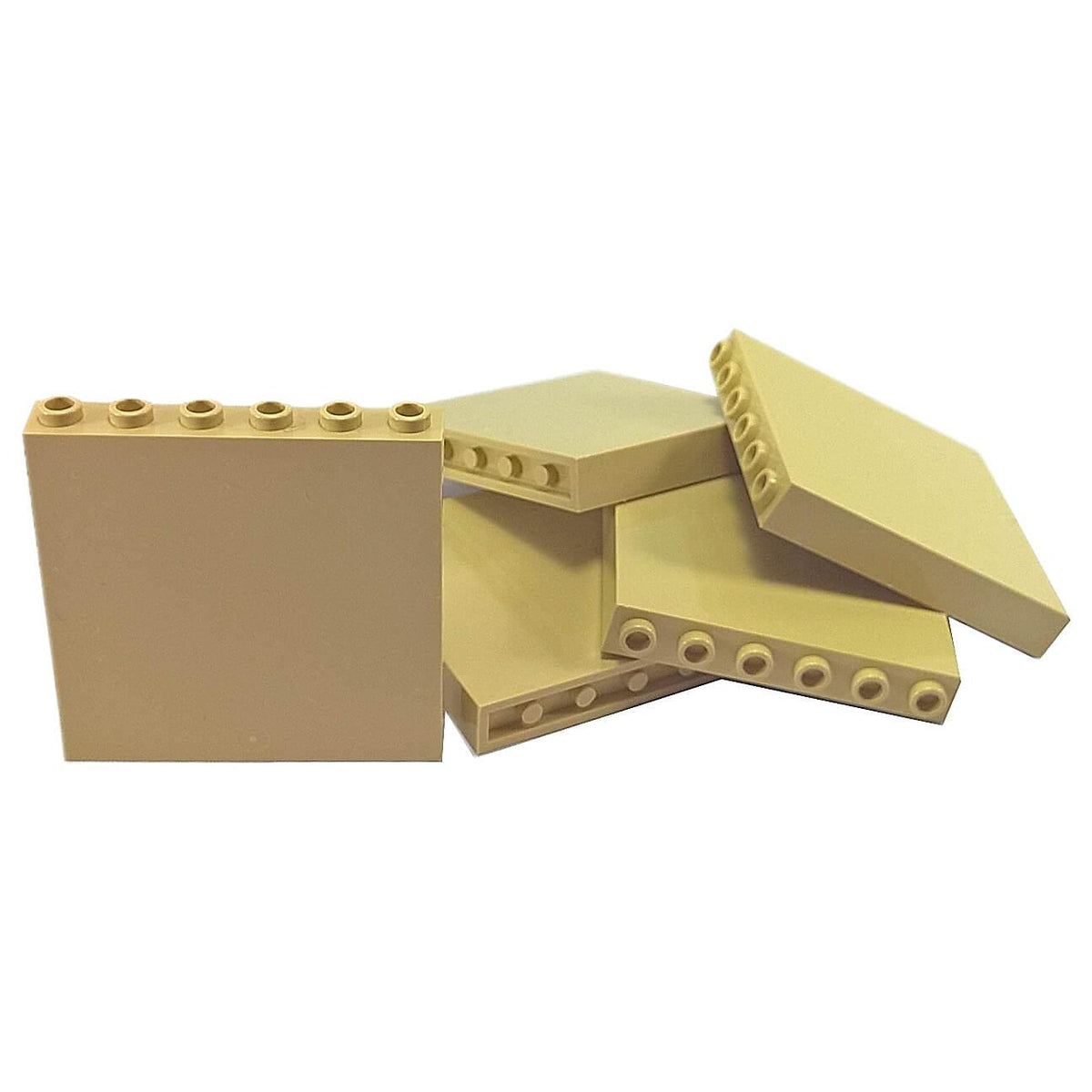 Panel 1 x 6 x 5 (59349) in Tan, showing the smooth face and recessed reverse with six top studs.
