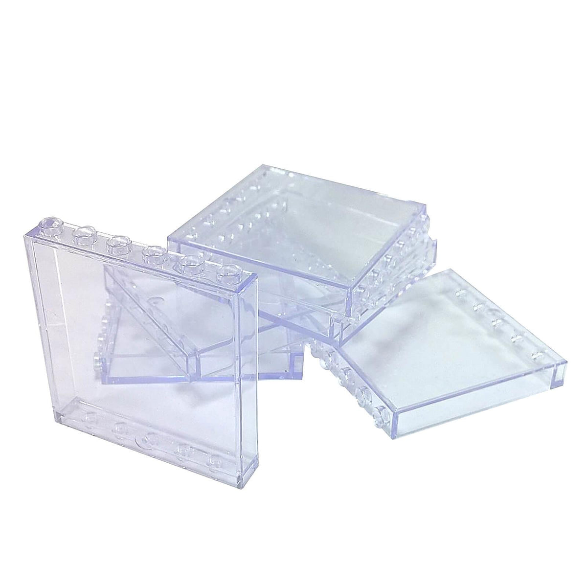 Panel 1 x 6 x 5 (59349) in Trans-Clear, showing the smooth face and recessed reverse with six top studs.