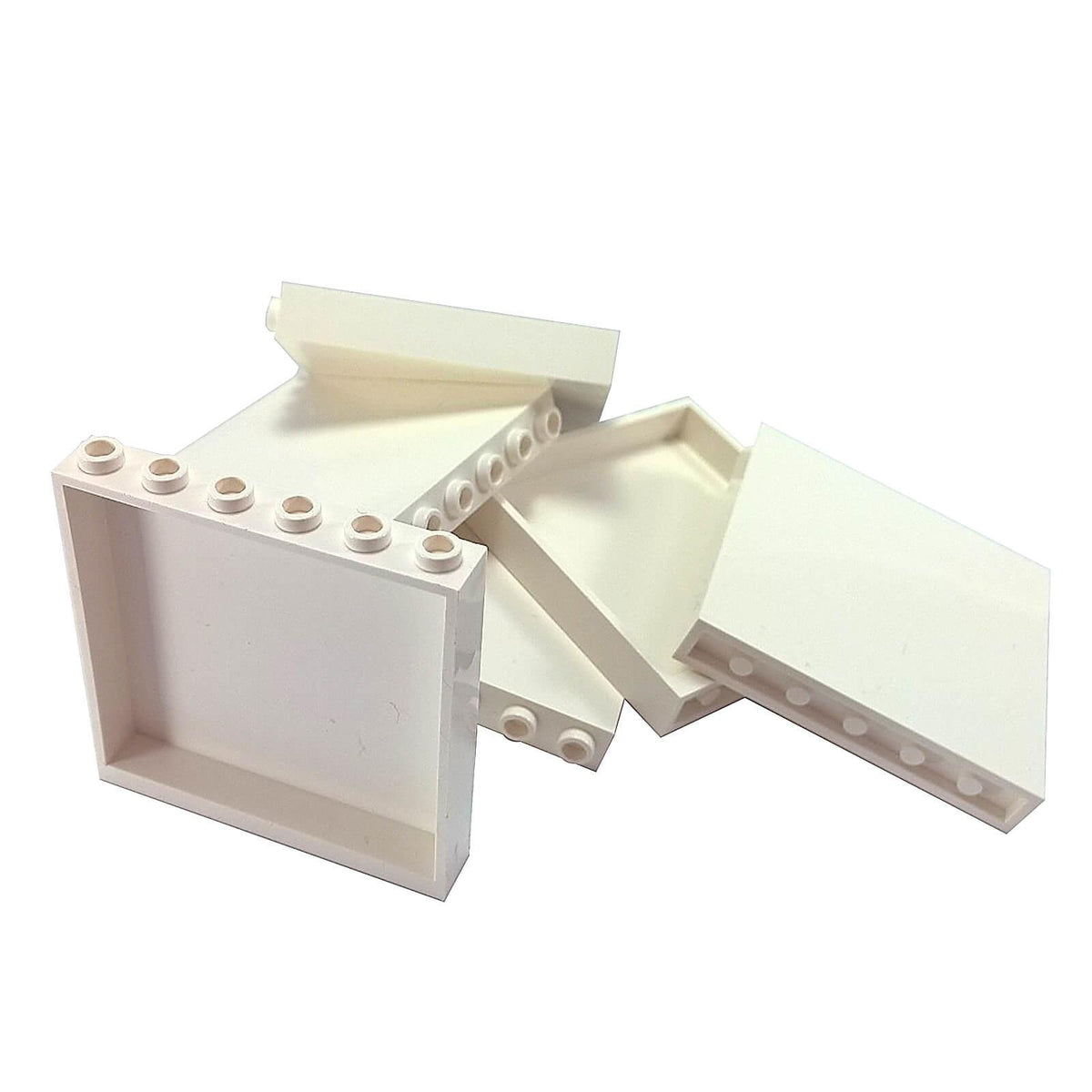 Panel 1 x 6 x 5 (59349) in White, showing the smooth face and recessed reverse with six top studs.