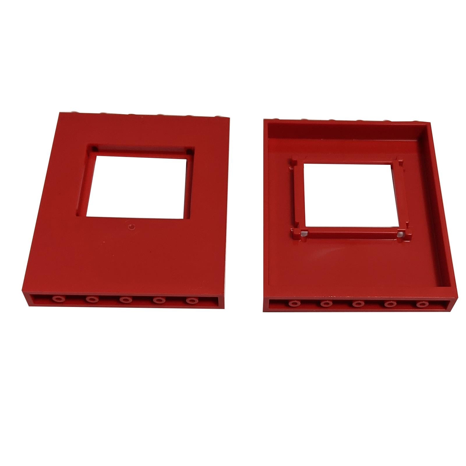 LEGO panel 1 x 6 x 6 with molded window frame in red part 15627