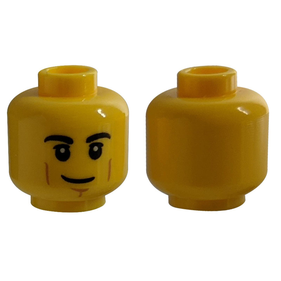 LEGO® Minifigure Head with printed cheek lines and a confident smirk.