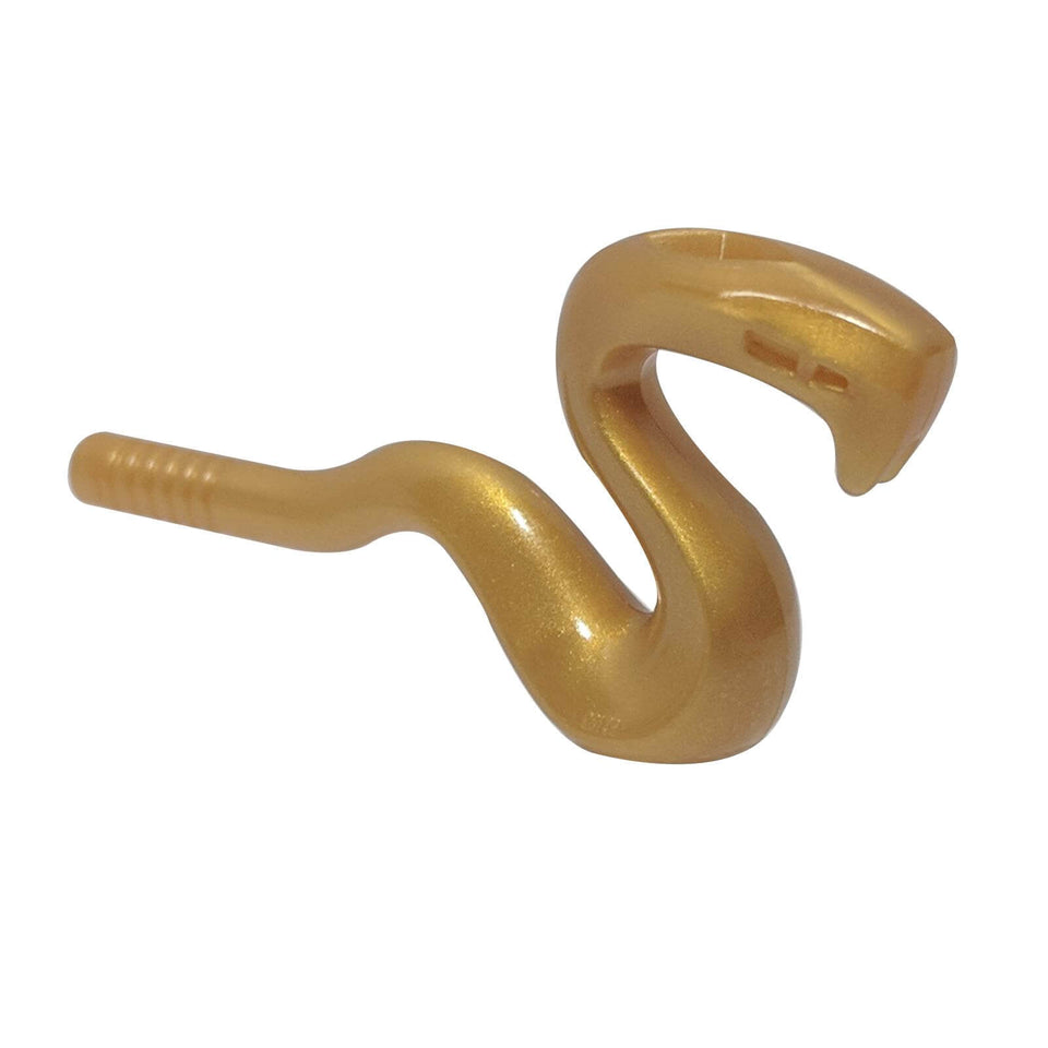 Pearl gold LEGO® raised snake minifigure accessory with curved body and upright pose
