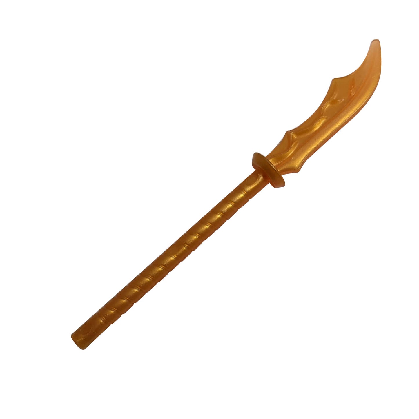 Pearl gold LEGO® minifigure naginata 41159pb02 with transparent orange curved blade