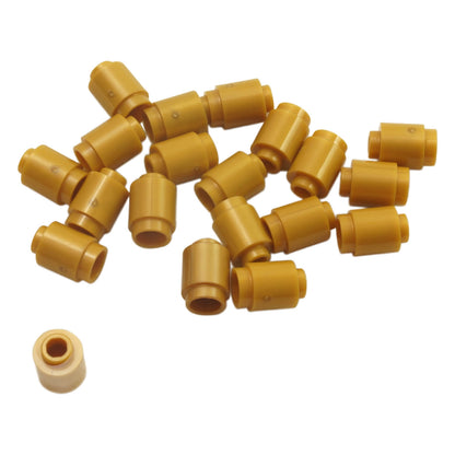 Pearl gold round 1 x 1 brick part 3062 with metallic finish for LEGO® building details and accents

