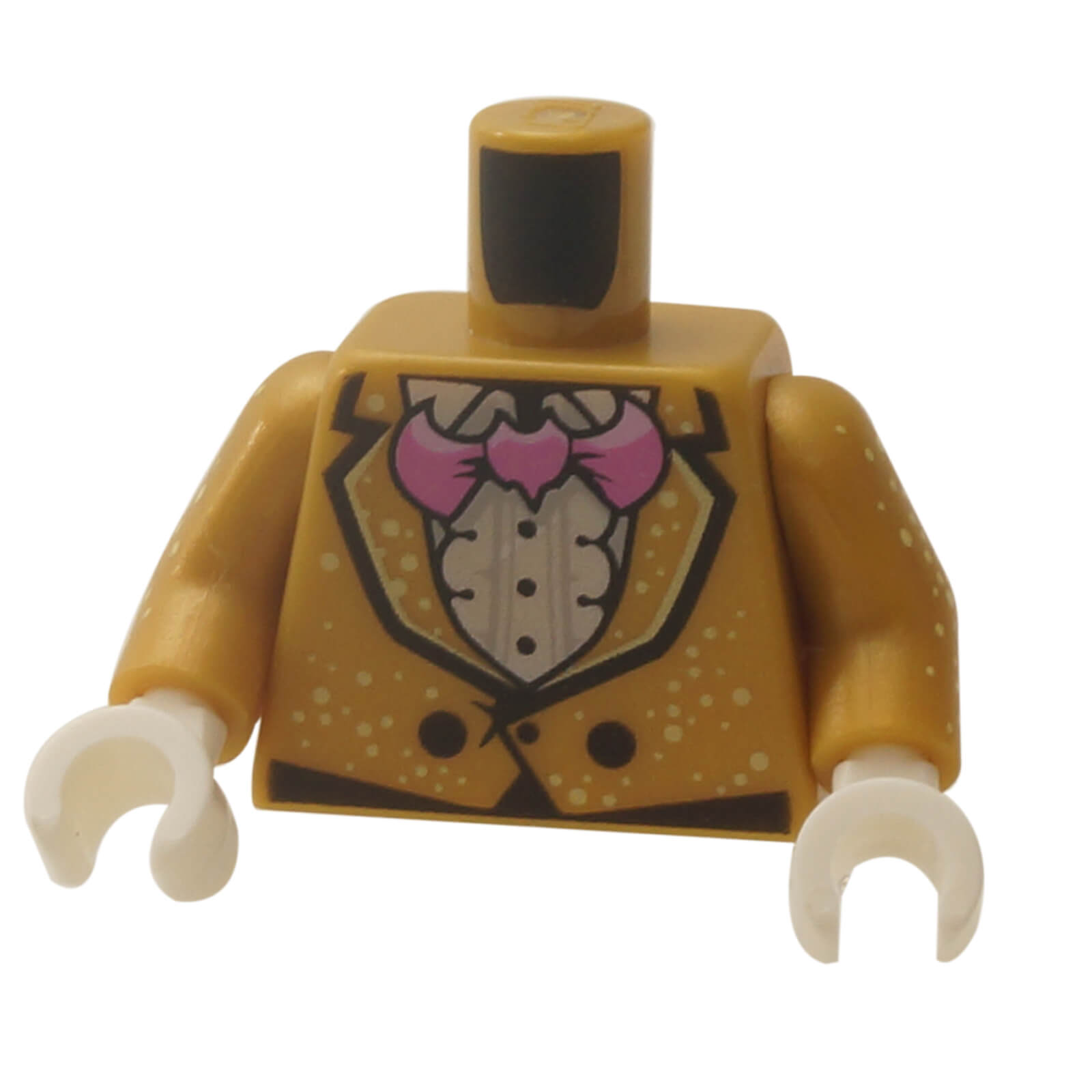 pearl gold LEGO jacket torso white speckles ruffled shirt pink bow tie 973pb2540c01
