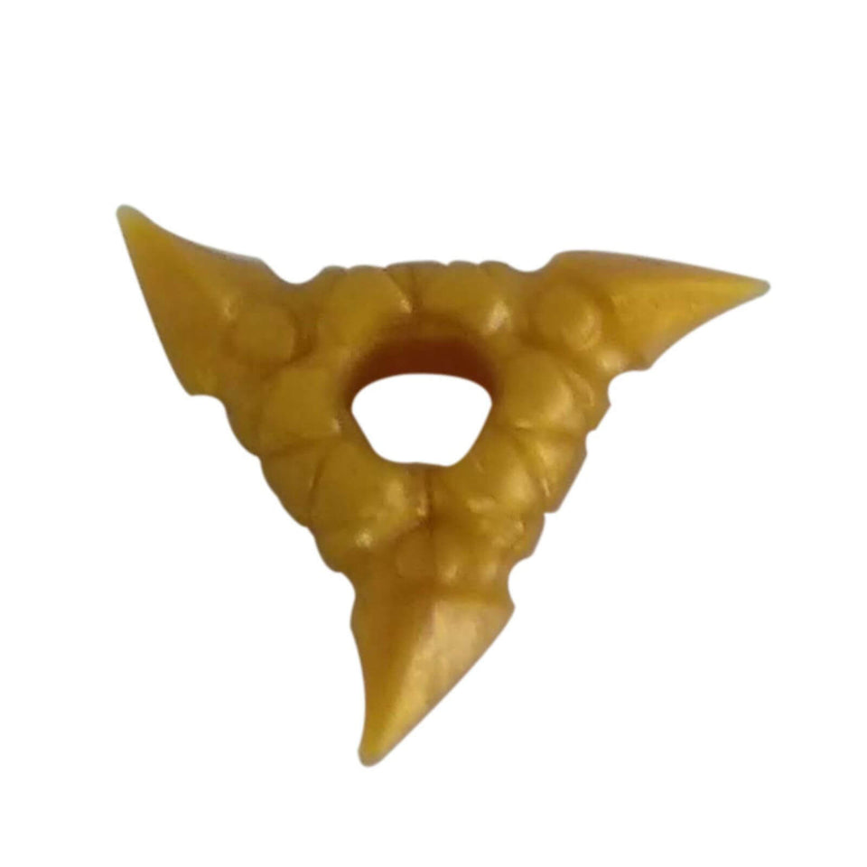 LEGO® pearl gold throwing star shuriken with textured grips, MPN 19807a.