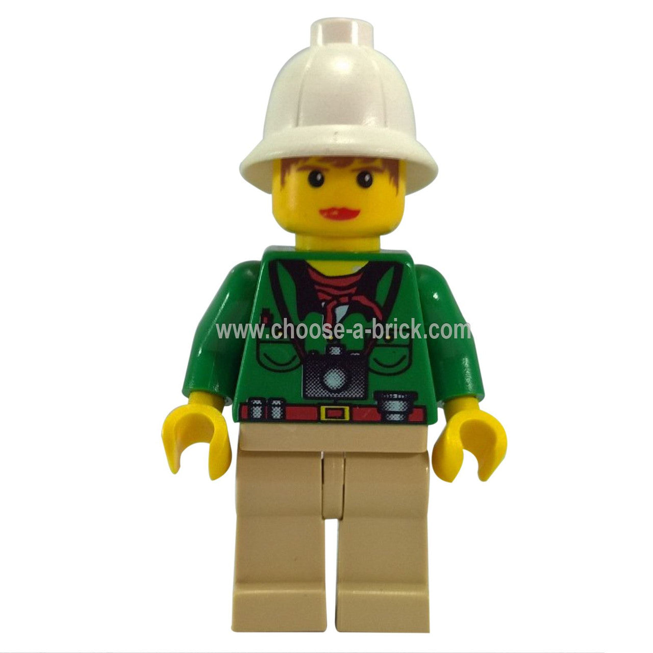LEGO® Pippin Reed minifigure adv034 with camera shirt and white pith helmet