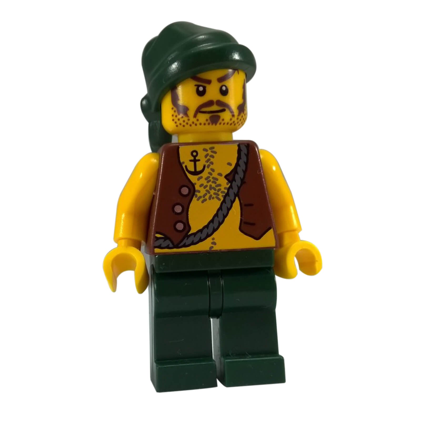 LEGO Pirate Minifigure pi095 with Anchor Tattoo and Dark Green Bandana