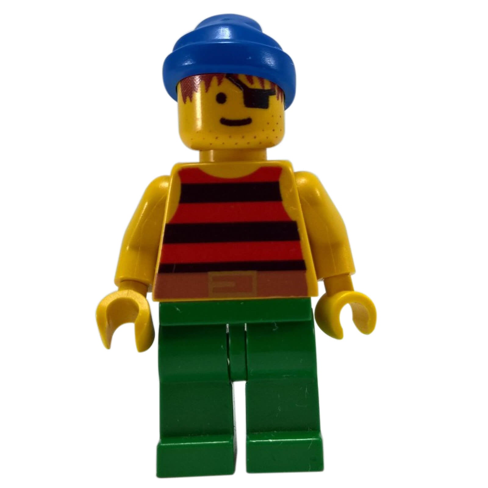 LEGO Pirate Minifigure with Blue Bandana Eyepatch and Red Black Striped Shirt pi029