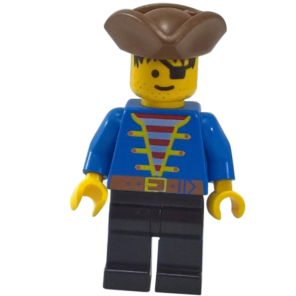 LEGO Pirate Minifigure with Brown Tricorne Hat Blue Jacket and Eyepatch pi080
