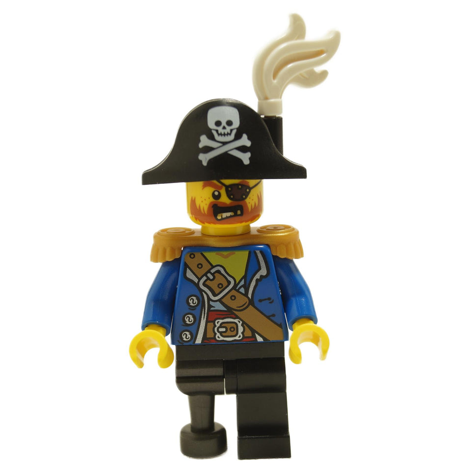 LEGO Pirate Captain Minifigure with Bicorne Hat White Plume and Peg Leg pi185