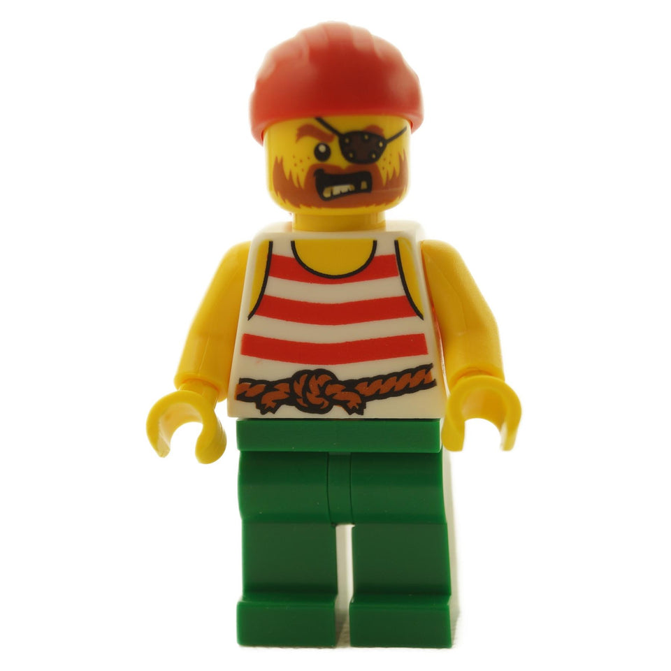 LEGO Pirate Minifigure with Red Bandana Eyepatch and Striped Shirt pi190