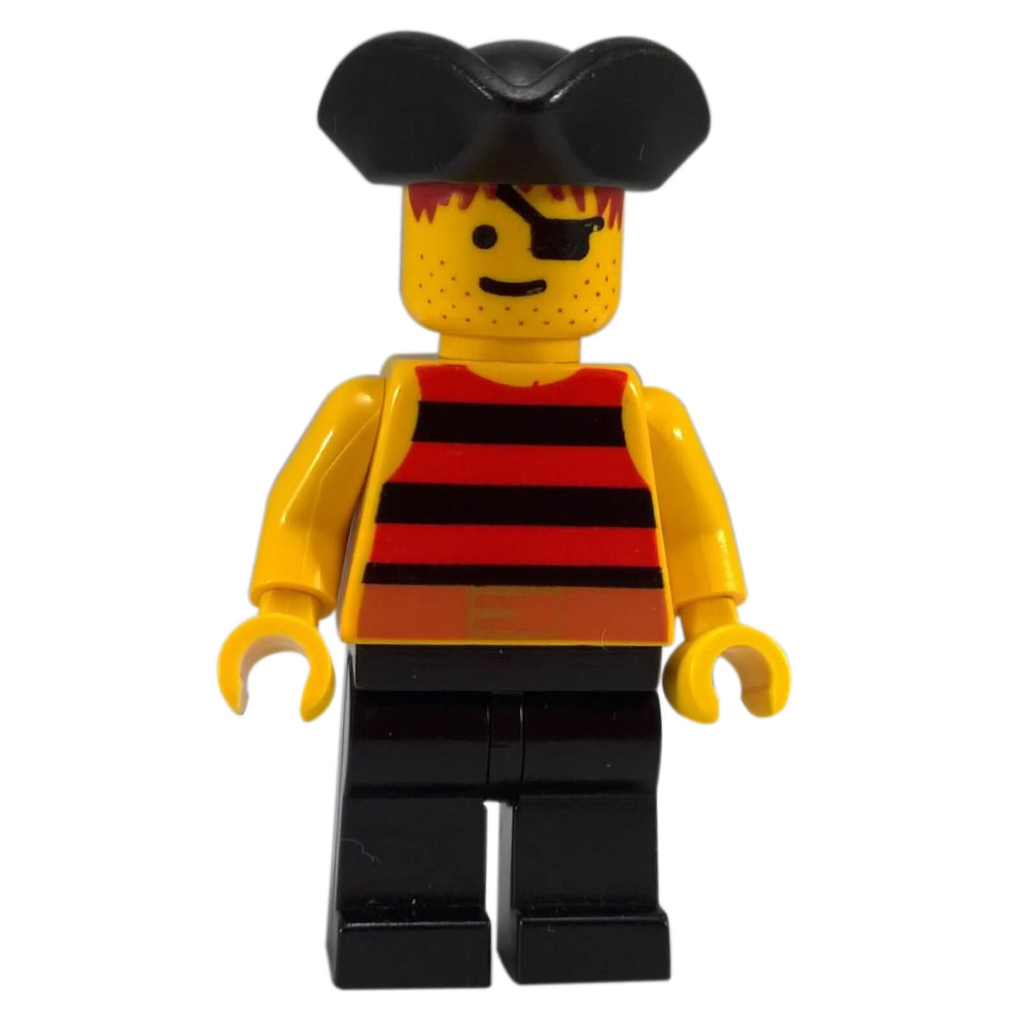 LEGO Pirate Minifigure pi025 Red and Black Stripes with Black Tricorne Hat