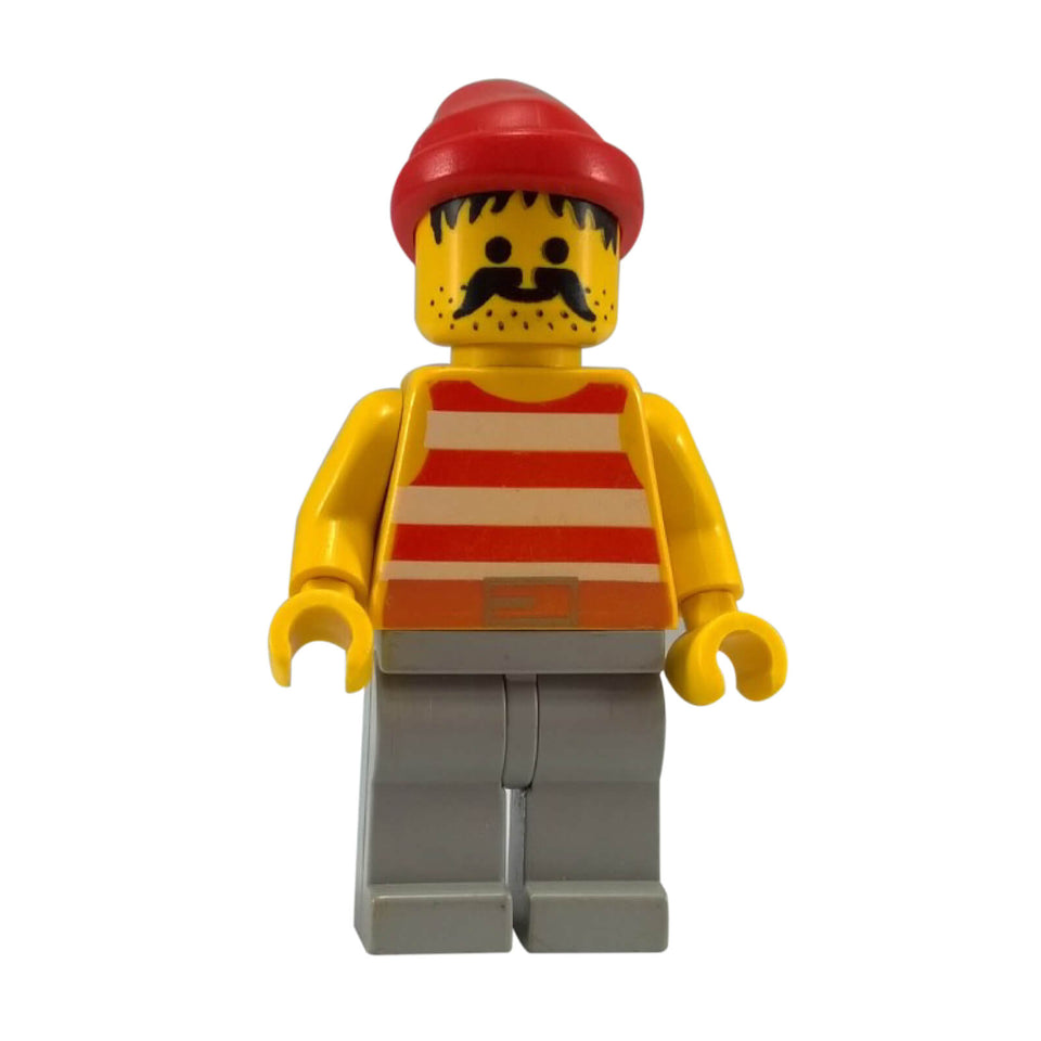 LEGO Pirate Minifigure pi044 with Red Striped Shirt and Red Bandana