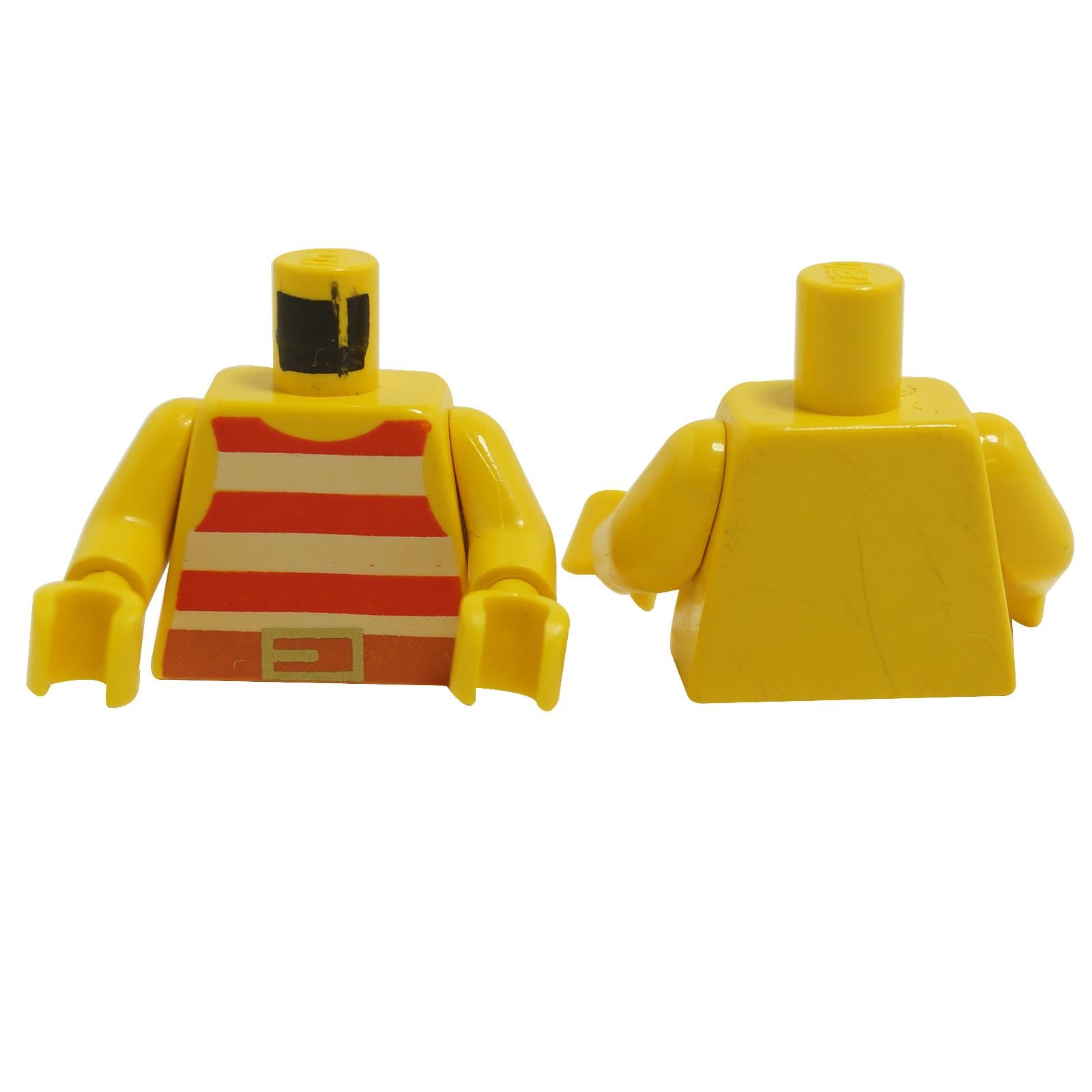 LEGO® pirate striped torso with red and white tank top print, belt detail, yellow arms and plain back