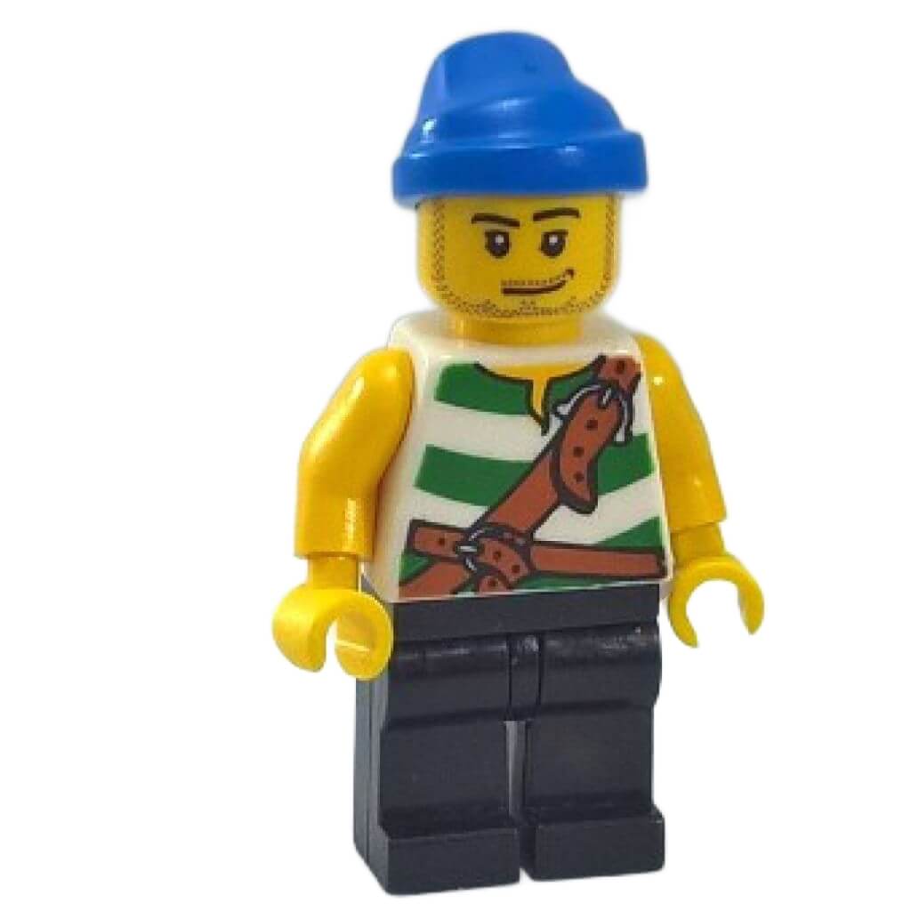 LEGO Pirate Sailor Minifigure with Green Striped Shirt and Blue Cap pi096