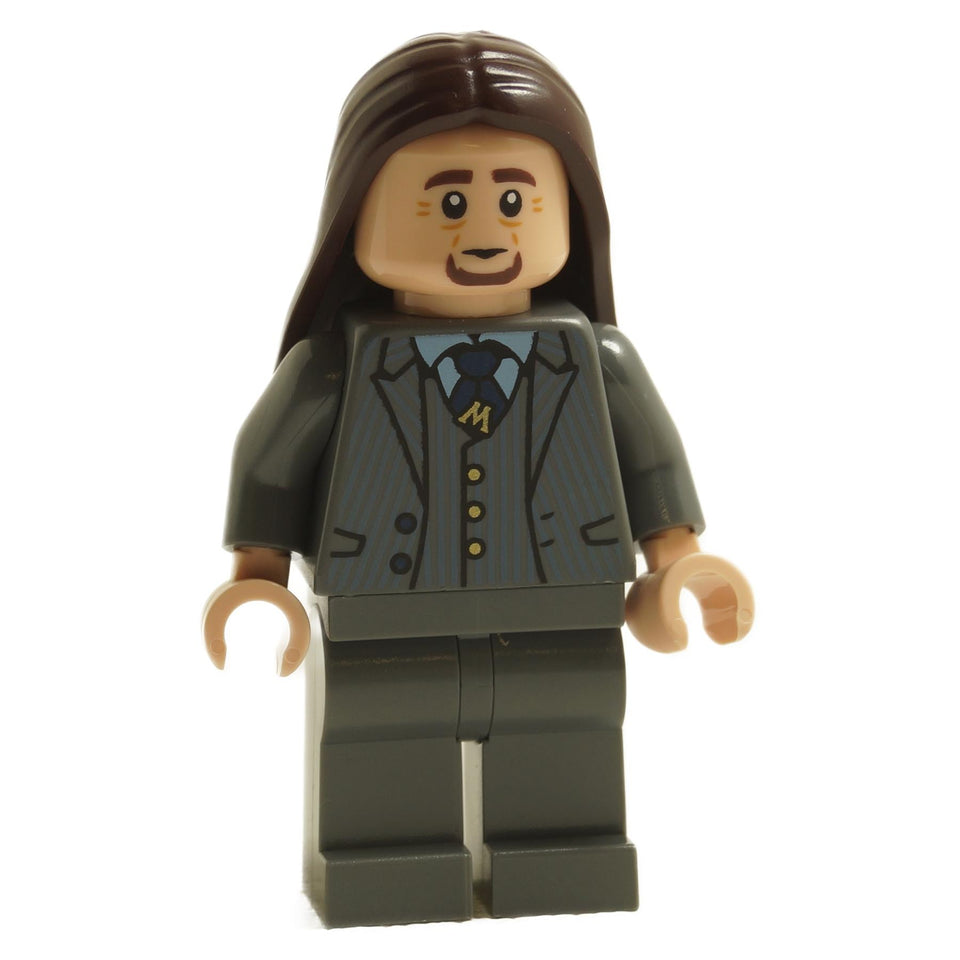LEGO Pius Thicknesse minifigure hp358 with long brown hair wearing dark grey suit and tie