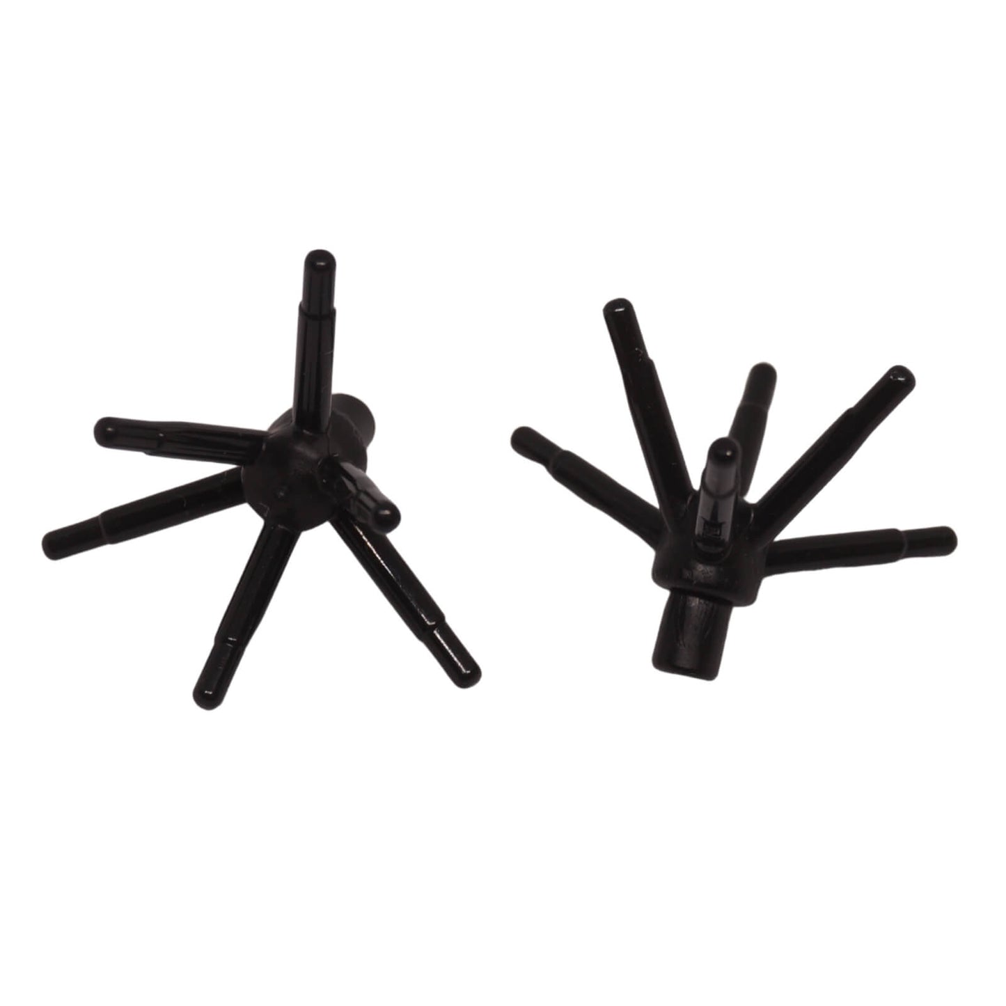 Black LEGO® plant flower stem with bar and six flexible stems botanical element close-up view