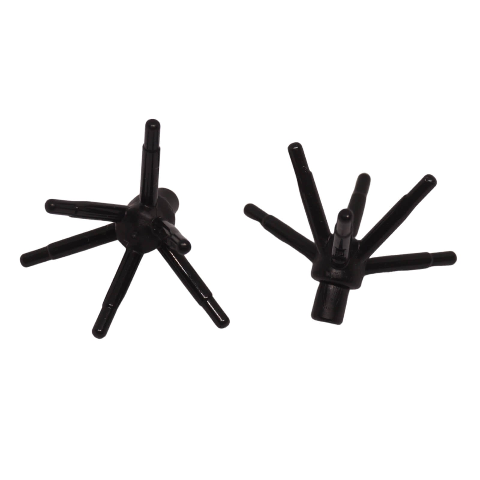 Black LEGO® plant flower stem with bar and six flexible stems botanical element close-up view