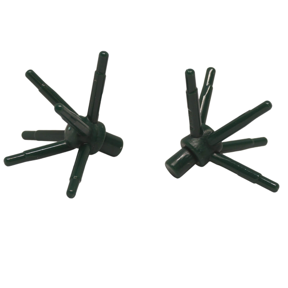 Dark green plant flower stem with bar connection and six thin stems, decorative foliage element for plant and garden builds
