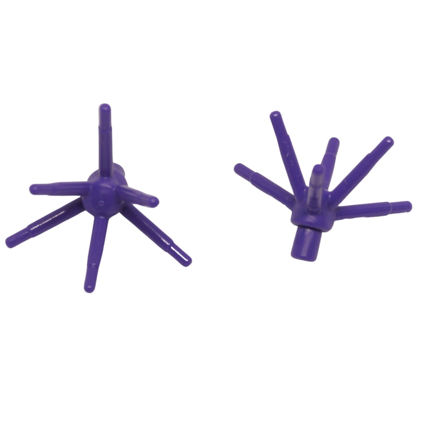 Dark purple LEGO® plant flower stem with bar and six flexible stems botanical element close-up view