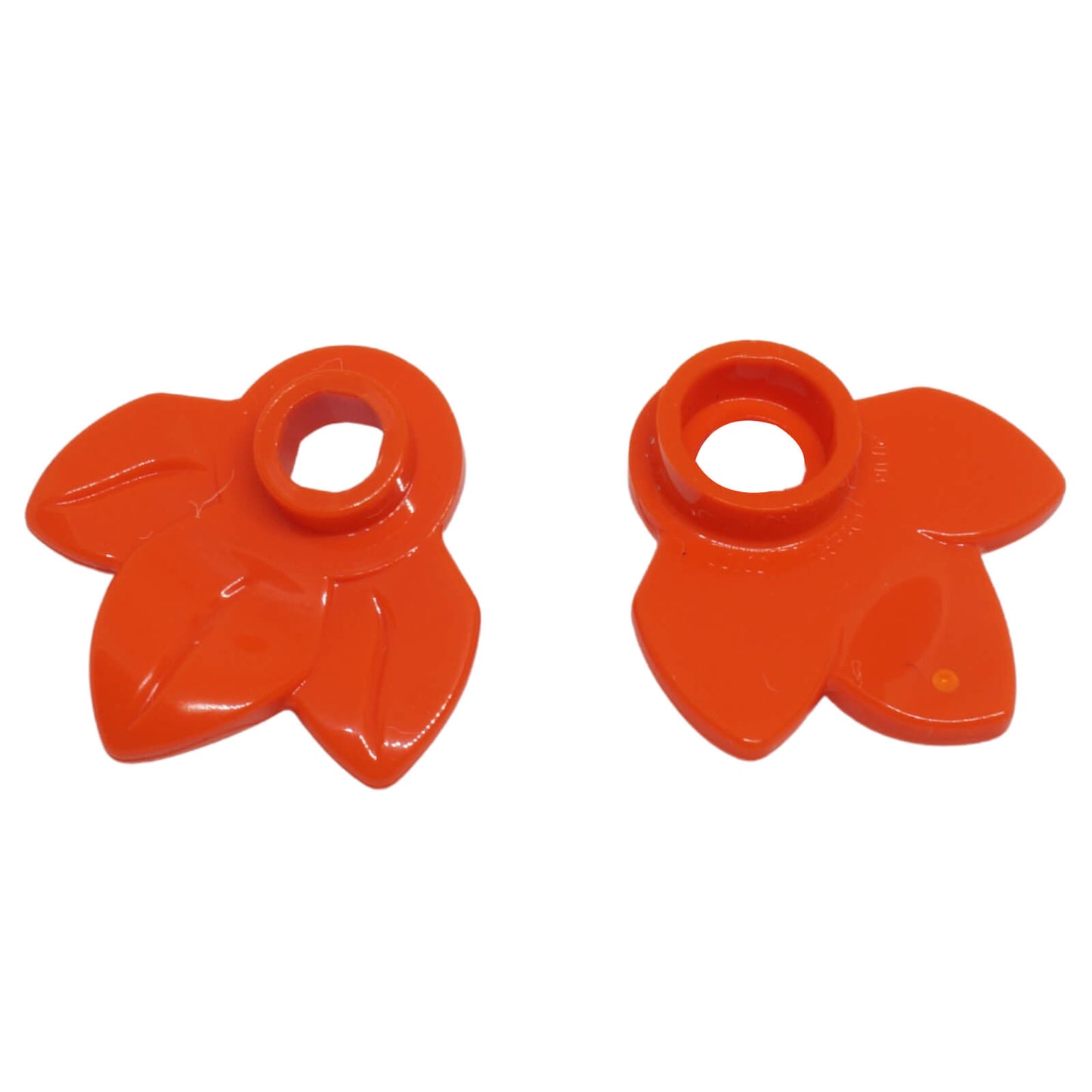 LEGO plant plate round 1 x 1 with 3 leaves element 32607 red orange