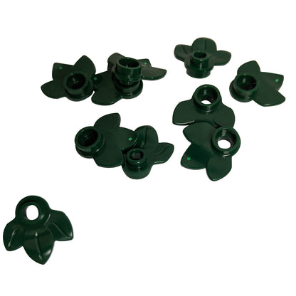 Dark green round plant plate 1x1 with 3 leaves small foliage piece
