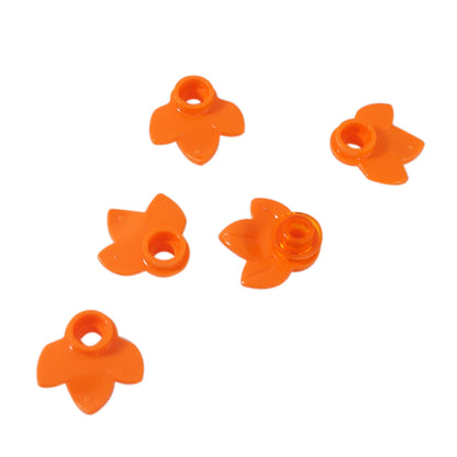 Orange round plant plate 1x1 with 3 leaves small foliage piece
