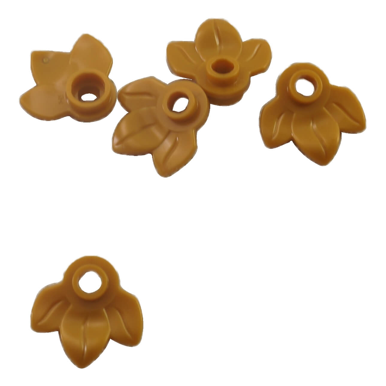 Pearl gold round plant plate 1x1 with 3 leaves small foliage piece
