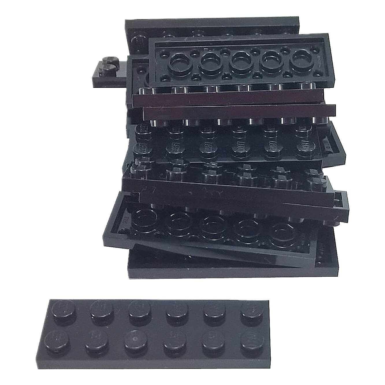 LEGO plate 2 x 6 building plate with two by six studs in black used for stacking and structural builds part 3795
