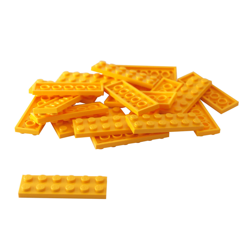LEGO plate 2 x 6 building plate with two by six studs in bright light orange used for stacking and structural builds part 3795