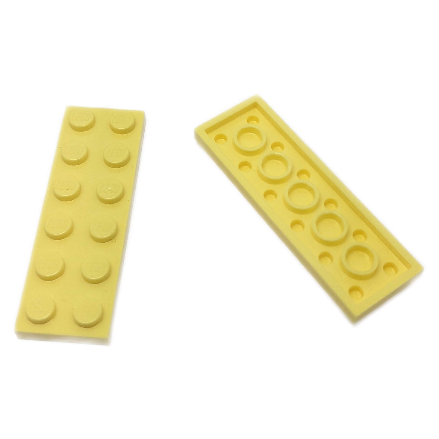 LEGO plate 2 x 6 building plate with two by six studs in bright light yellow used for stacking and structural builds part 3795