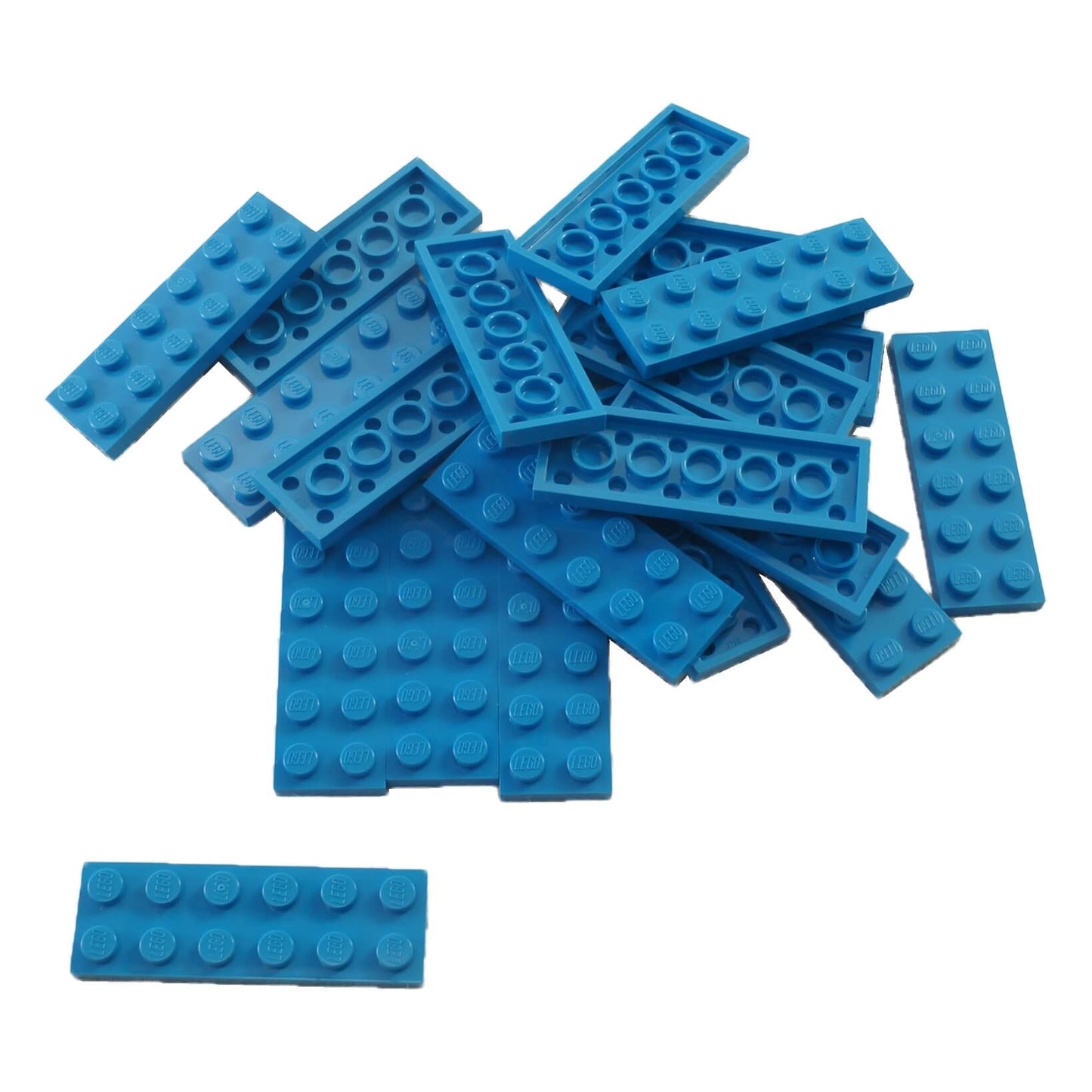 LEGO plate 2 x 6 building plate with two by six studs in dark azure used for stacking and structural builds part 3795