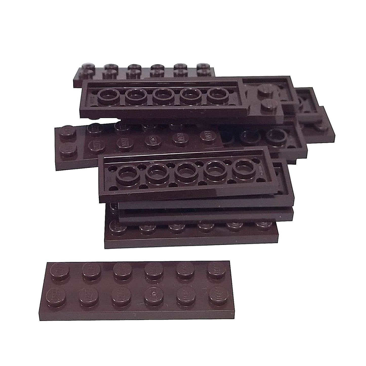LEGO plate 2 x 6 building plate with two by six studs in dark brown used for stacking and structural builds part 3795