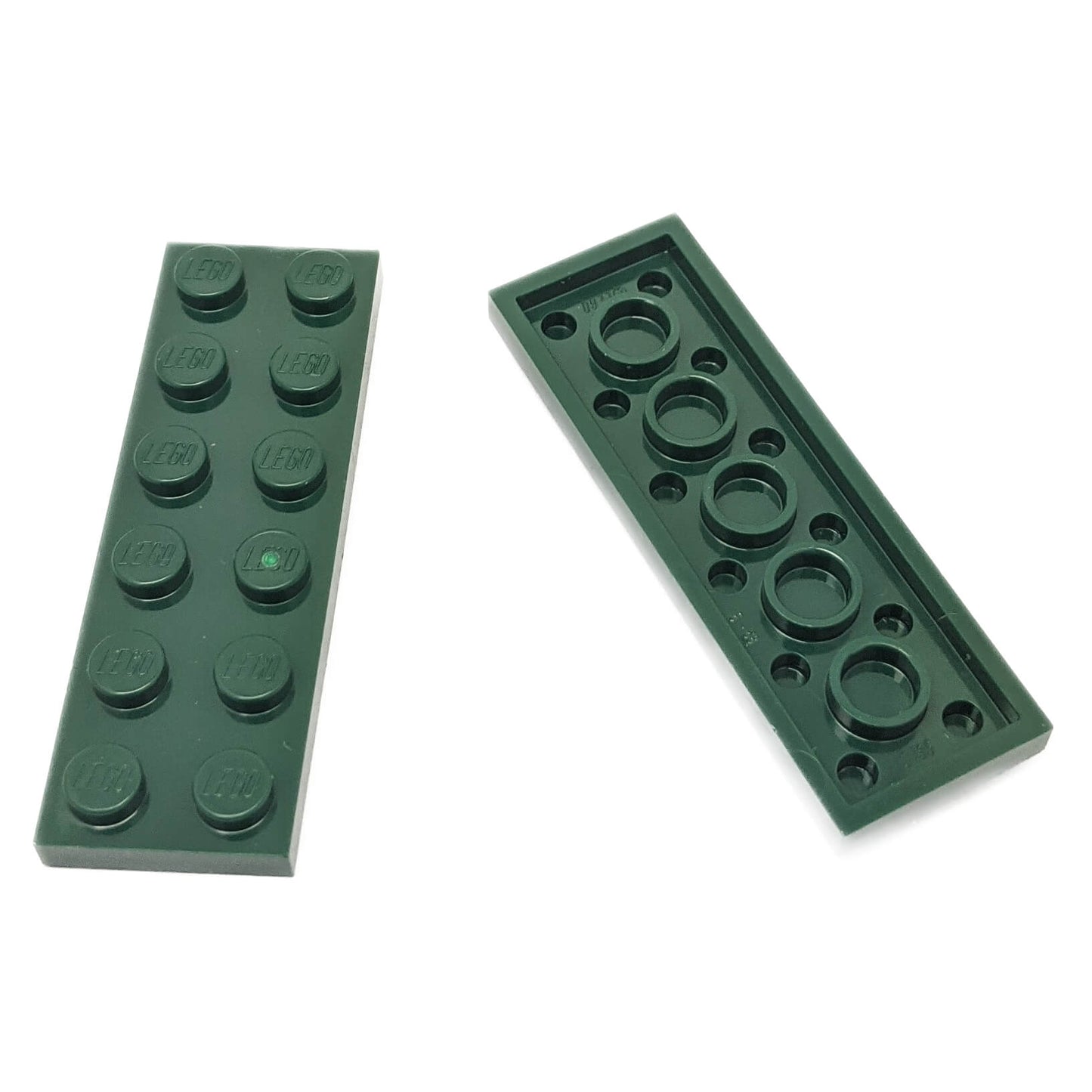 LEGO plate 2 x 6 building plate with two by six studs in dark green used for stacking and structural builds part 3795