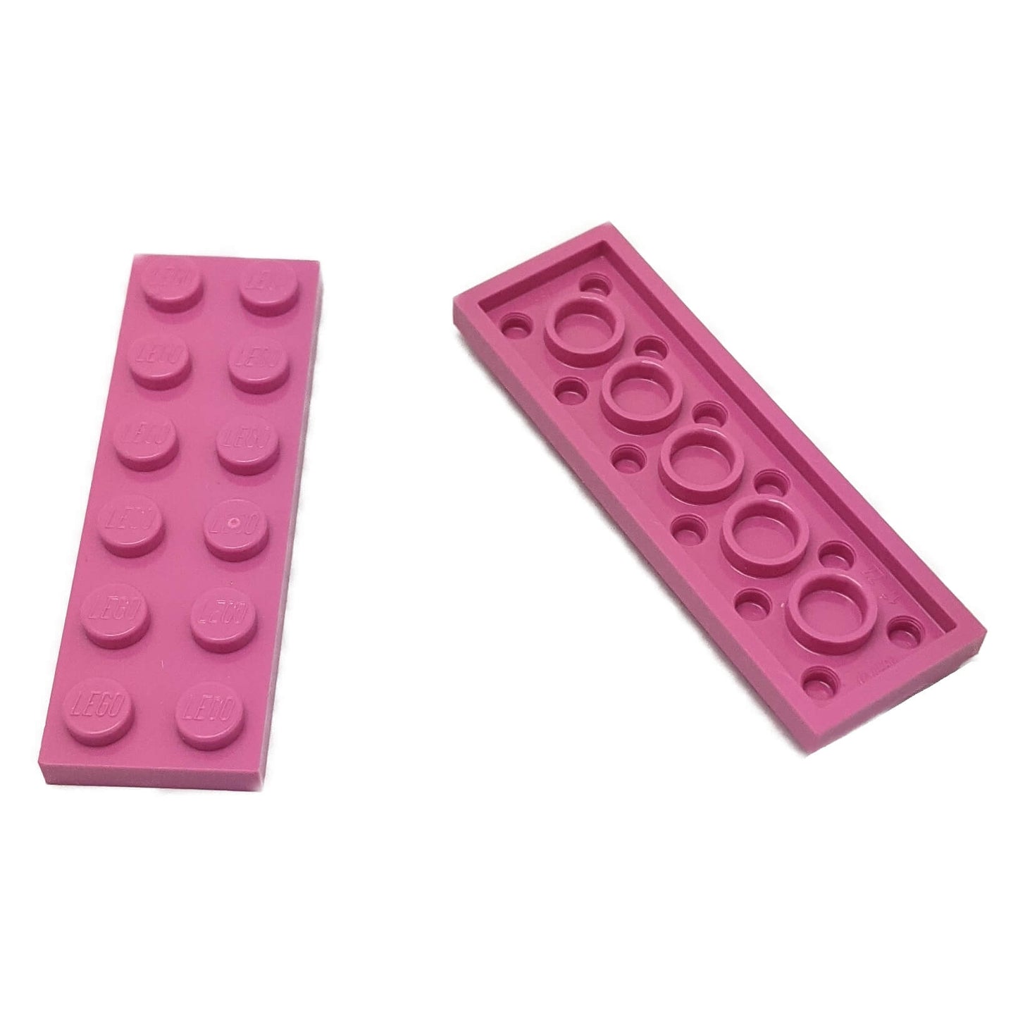 LEGO plate 2 x 6 building plate with two by six studs in dark pink used for stacking and structural builds part 3795