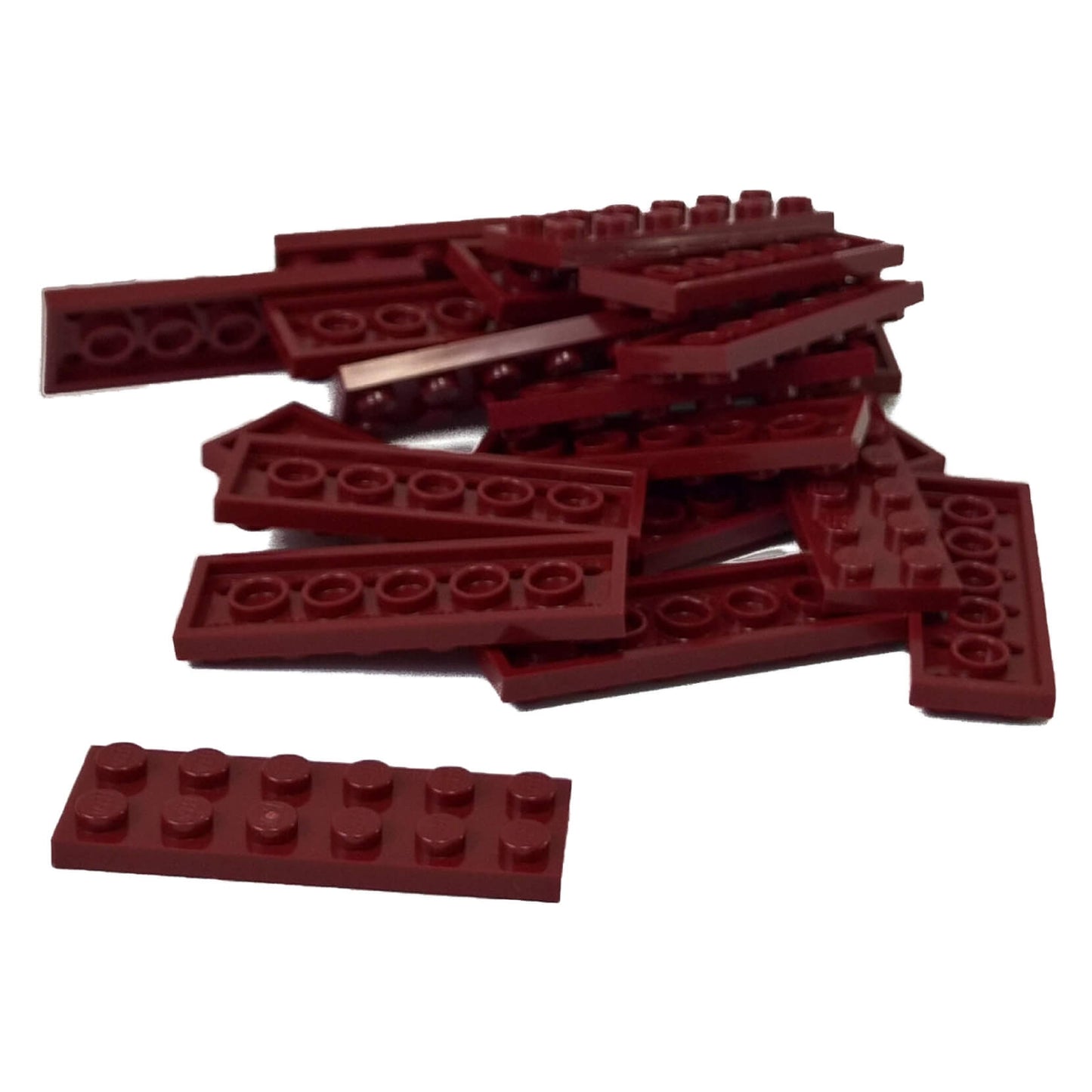 LEGO plate 2 x 6 building plate with two by six studs in dark red used for stacking and structural builds part 3795
