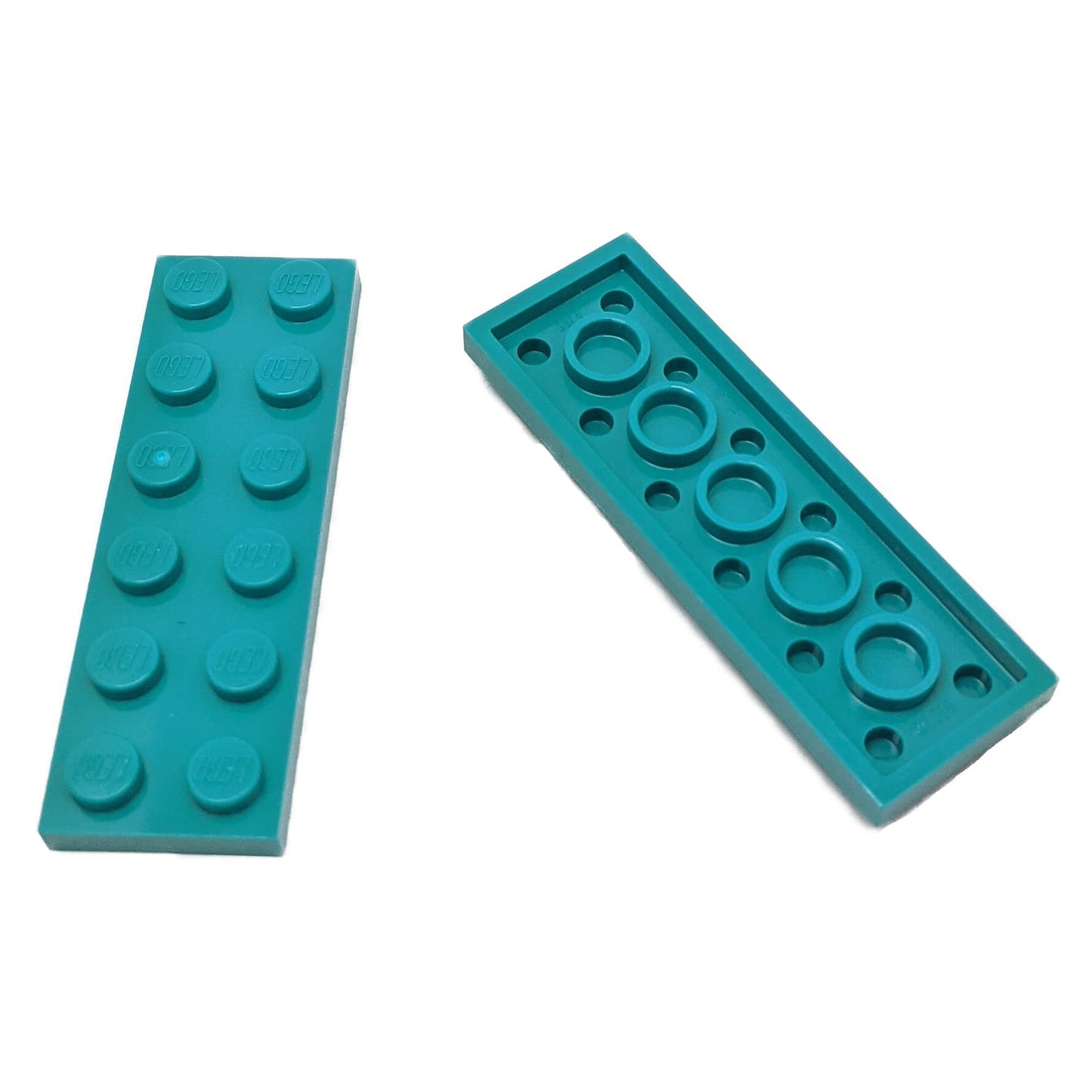 LEGO plate 2 x 6 building plate with two by six studs in dark turquoise used for stacking and structural builds part 3795