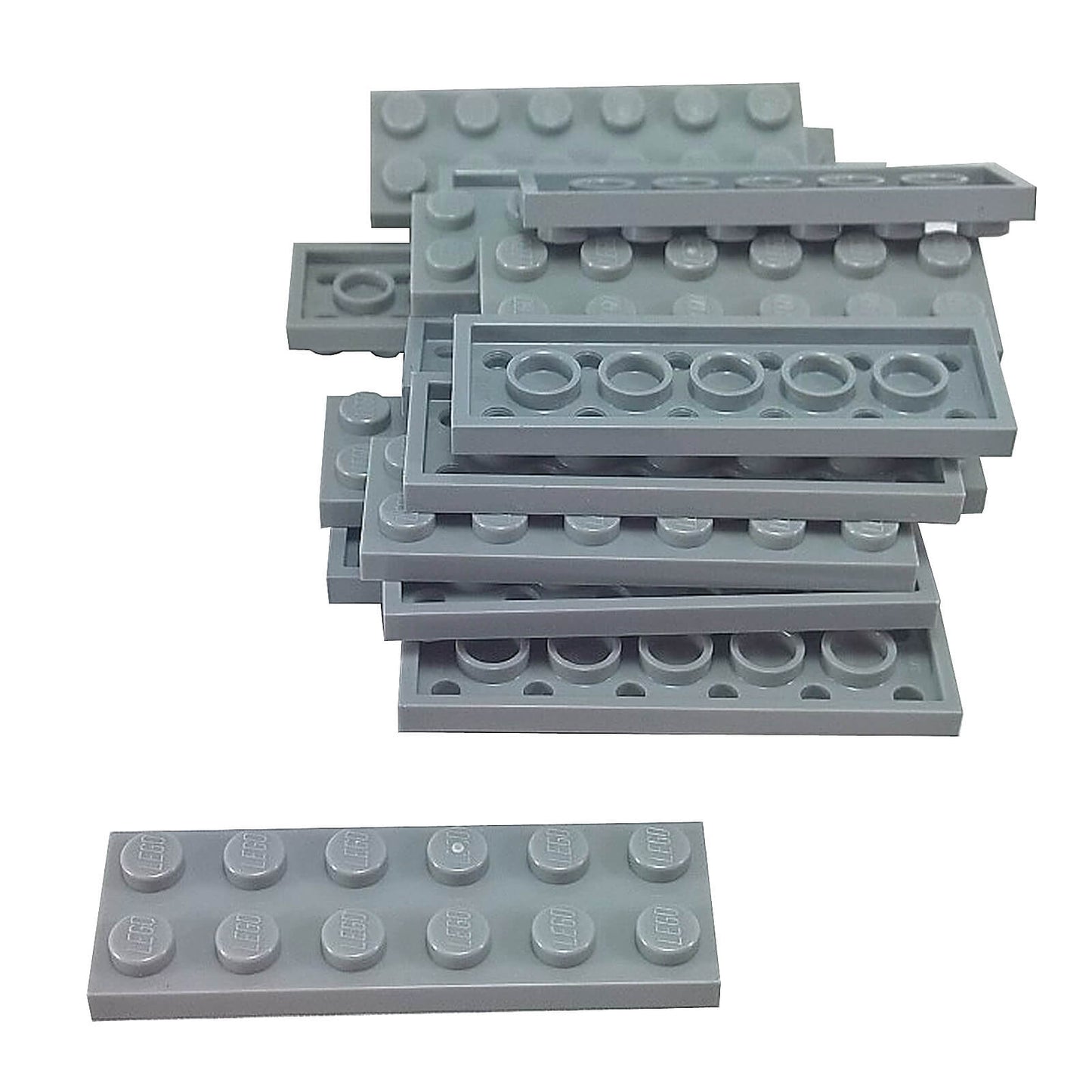 LEGO plate 2 x 6 building plate with two by six studs in light bluish gray  used for stacking and structural builds part 3795