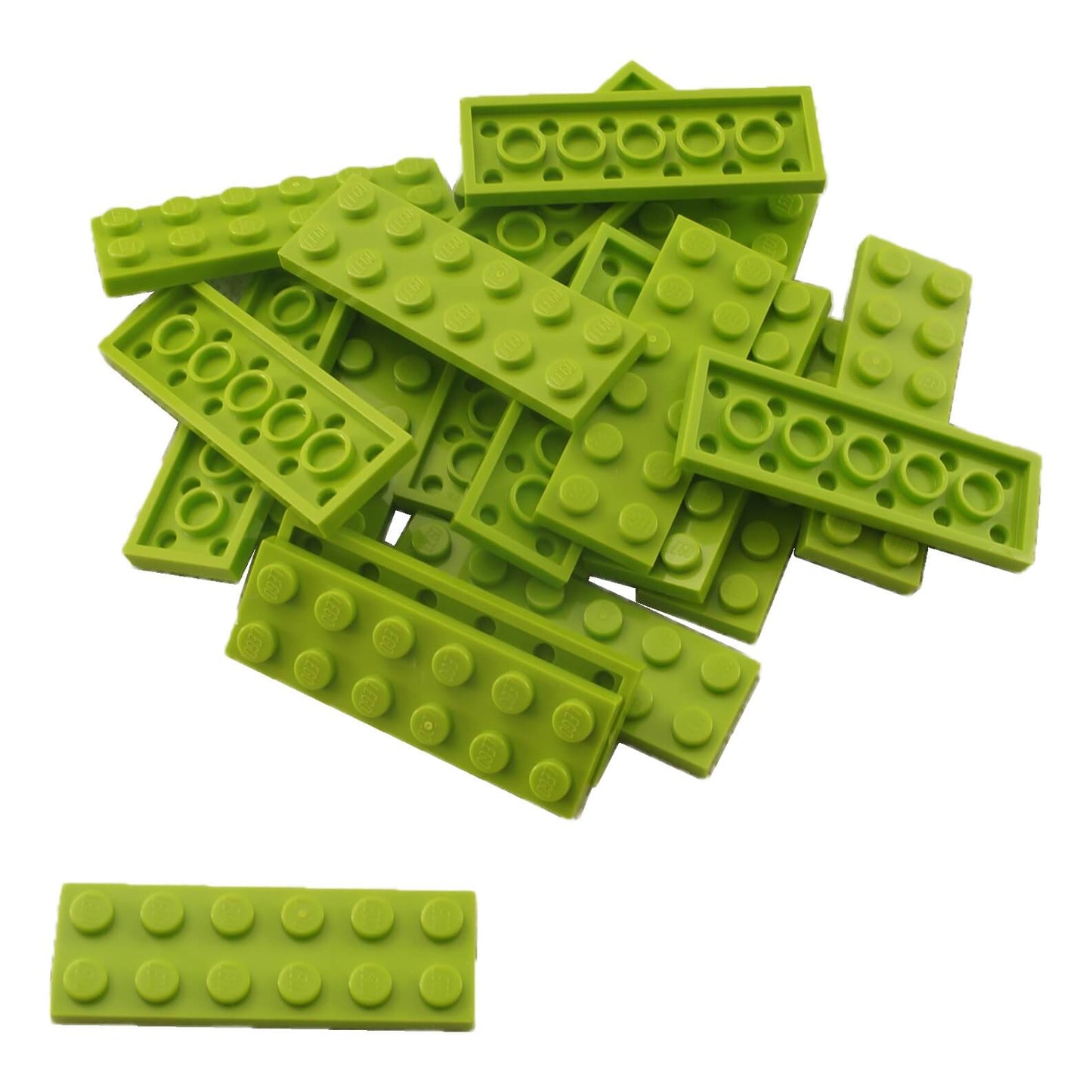 LEGO plate 2 x 6 building plate with two by six studs in lime used for stacking and structural builds part 3795