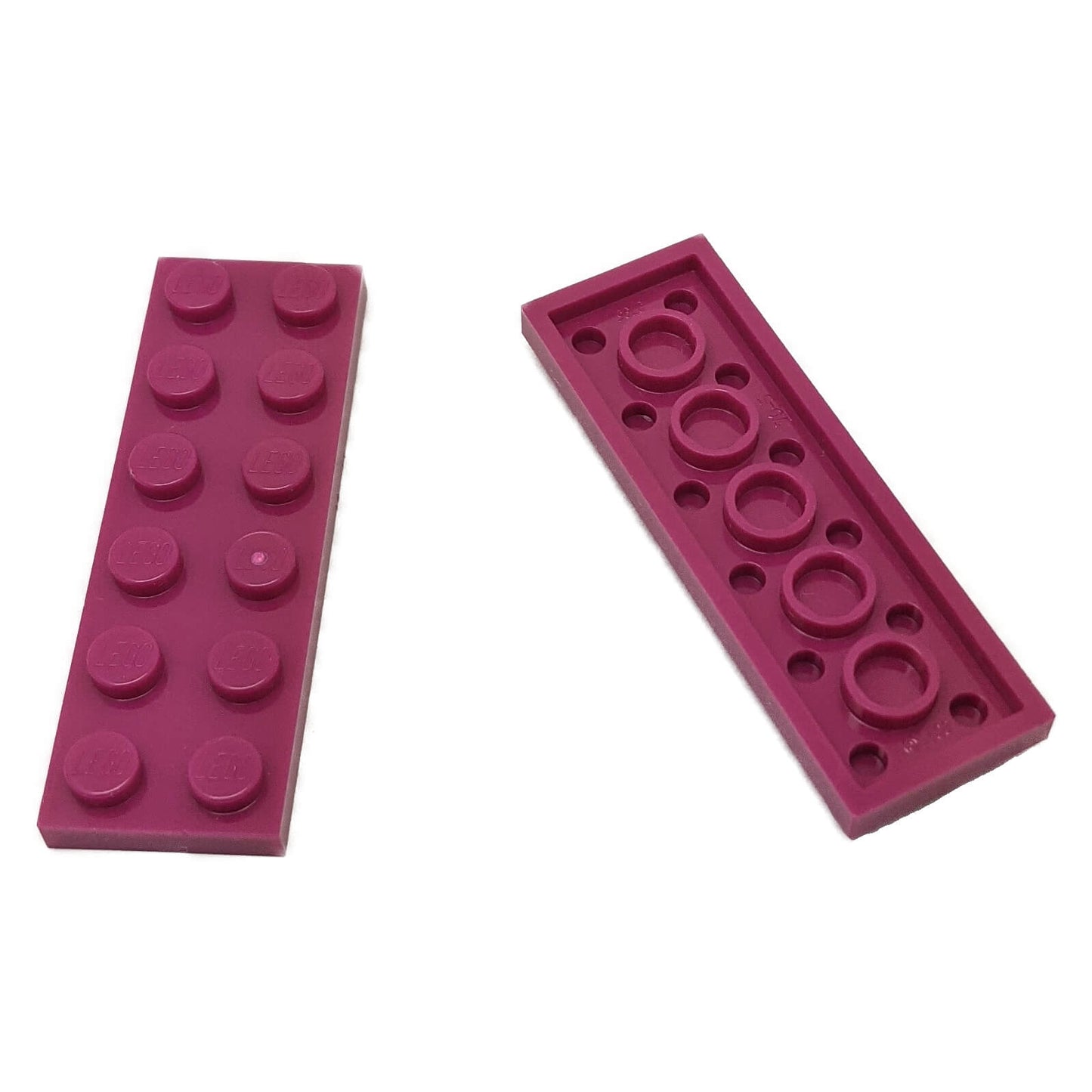LEGO plate 2 x 6 building plate with two by six studs in magenta used for stacking and structural builds part 3795