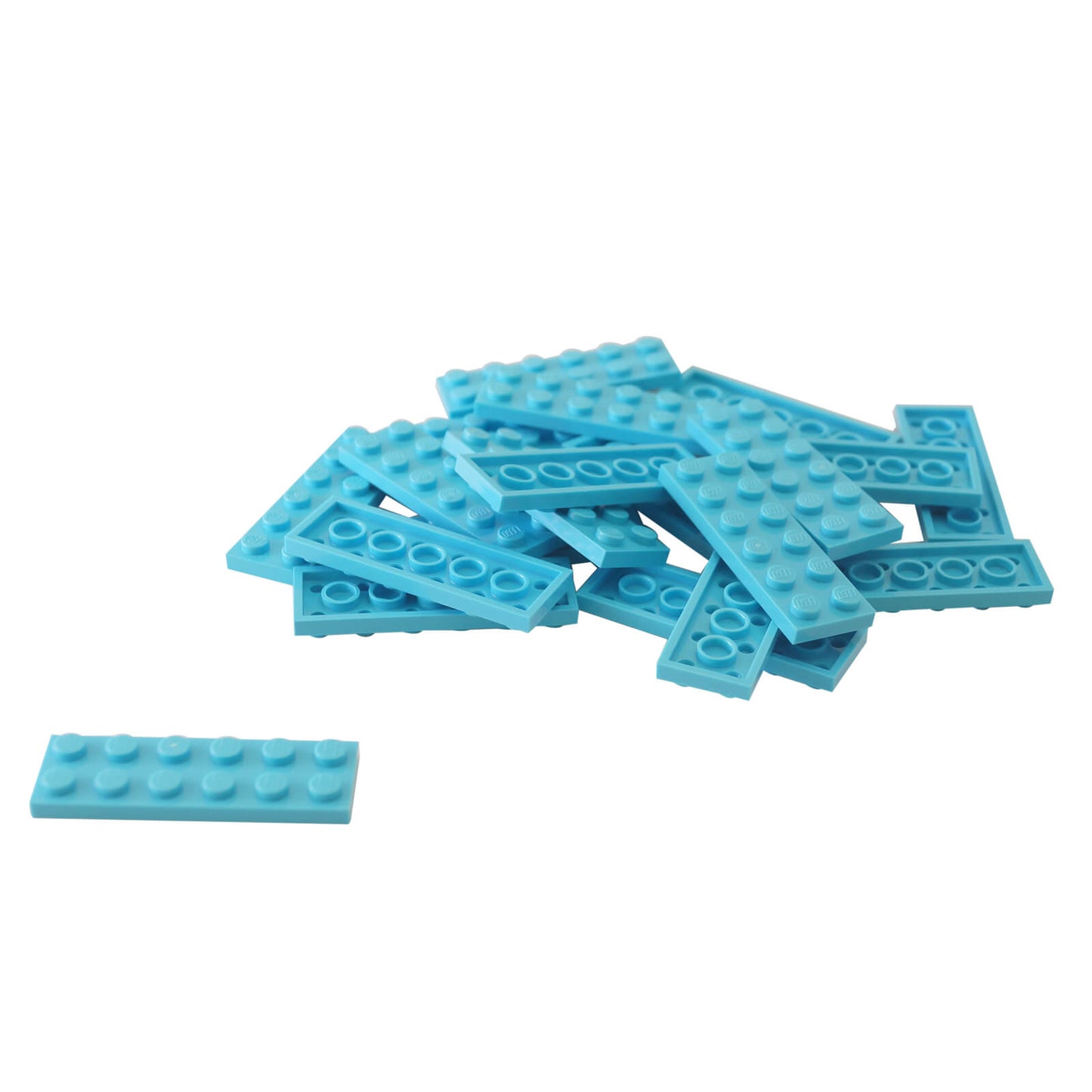 LEGO plate 2 x 6 building plate with two by six studs in medium azure used for stacking and structural builds part 3795