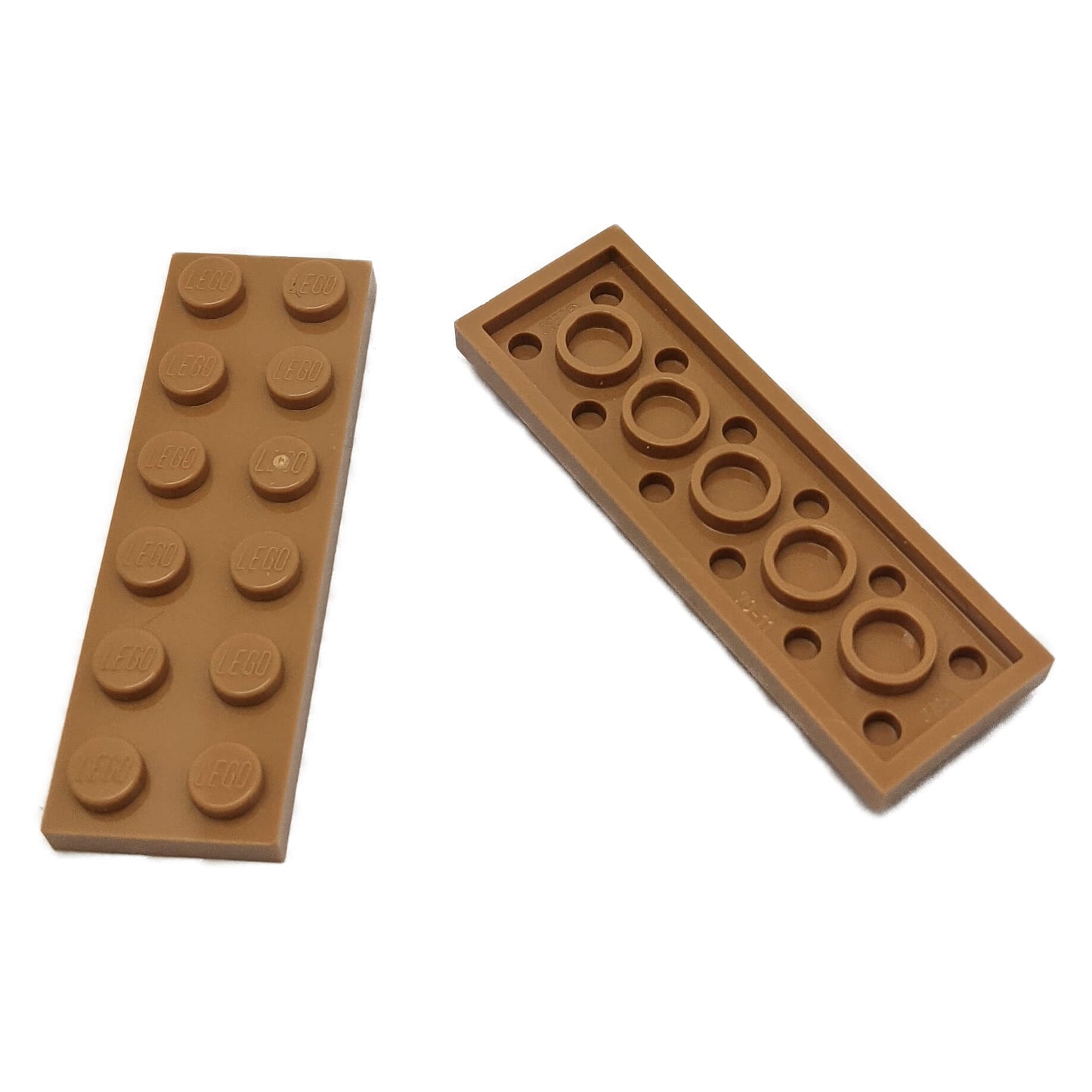 LEGO plate 2 x 6 building plate with two by six studs in medium nougat used for stacking and structural builds part 3795