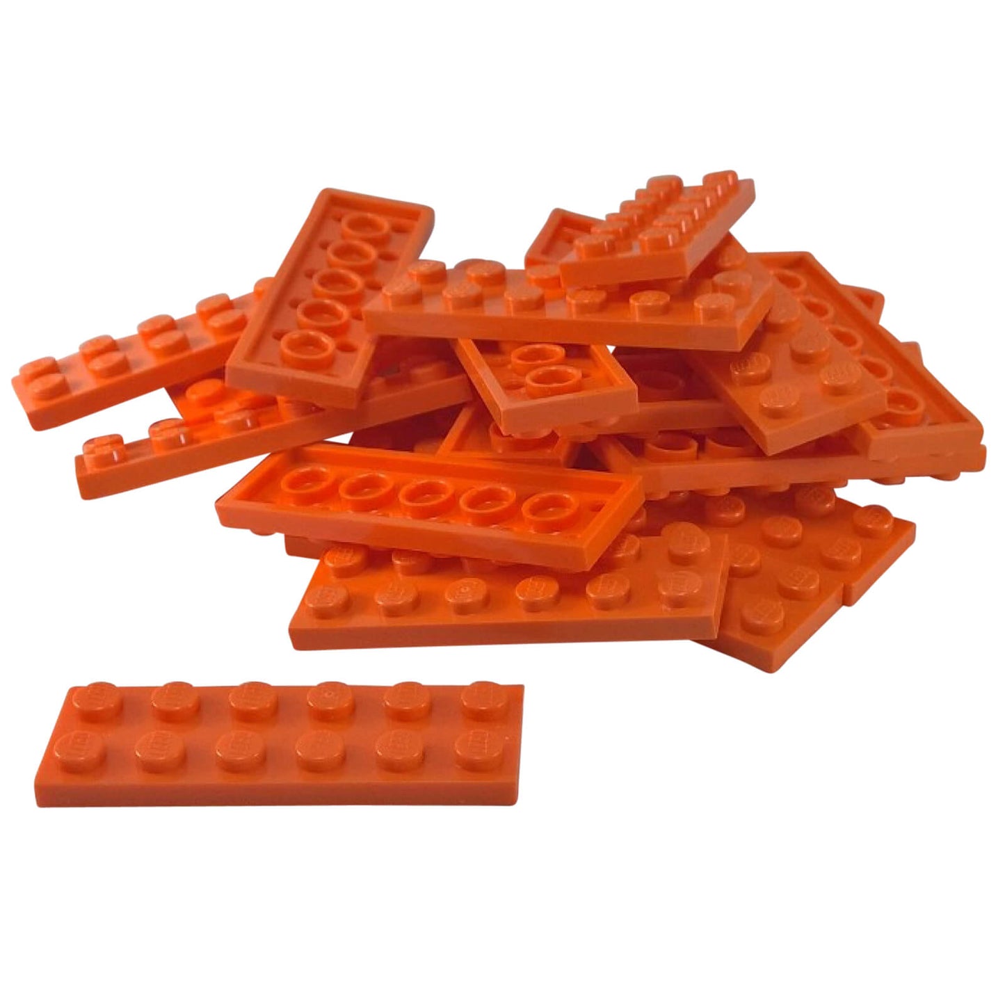 LEGO plate 2 x 6 building plate with two by six studs in orange used for stacking and structural builds part 3795