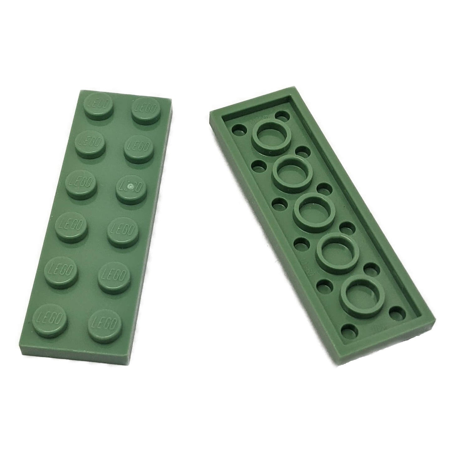 LEGO plate 2 x 6 building plate with two by six studs in sand green used for stacking and structural builds part 3795
