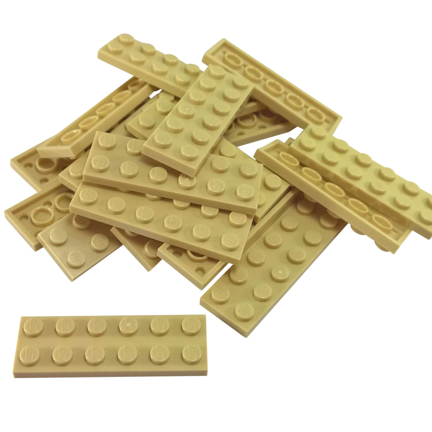 LEGO plate 2 x 6 building plate with two by six studs in tan used for stacking and structural builds part 3795