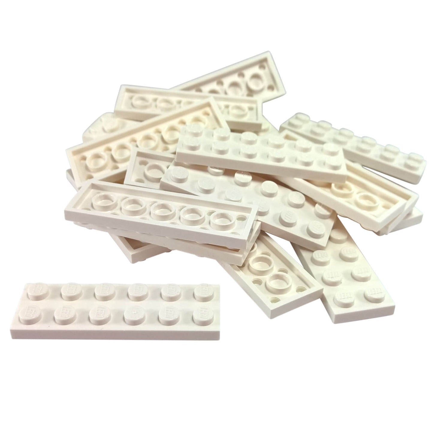 LEGO plate 2 x 6 building plate with two by six studs in white used for stacking and structural builds part 3795