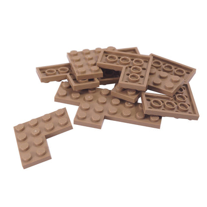 LEGO® plate 4 x 4 corner 2639 in dark tan, ideal for angled floors and structural builds
