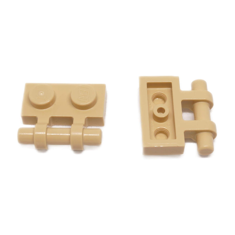 Tan plăcuță modificată 1x2 cu mâner lateral și capete libere, piesa 2540, element de conectare mic pentru prinderile minifigurinei
