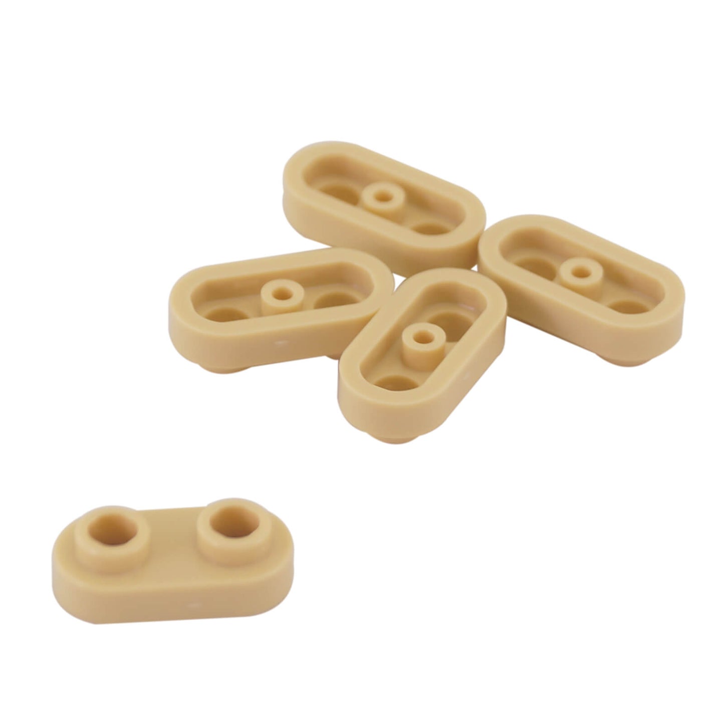 LEGO® platta modifierad 1 x 2 rundad med 2 öppna studs i tan